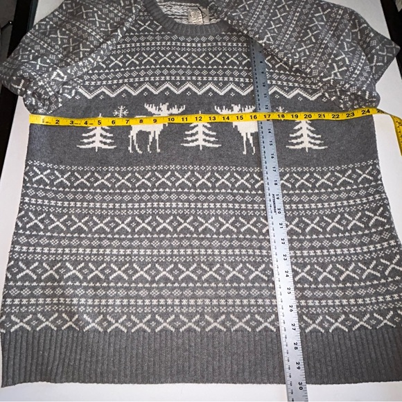 Men's Winter Sweater Deer Forest Landscape XL Xmas Holiday Festive Grey - Picture 9 of 9